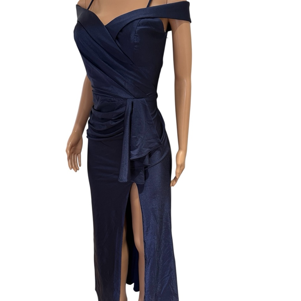 Blue Ruched One Shoulder Bodycon Dress - Picture 6 of 7
